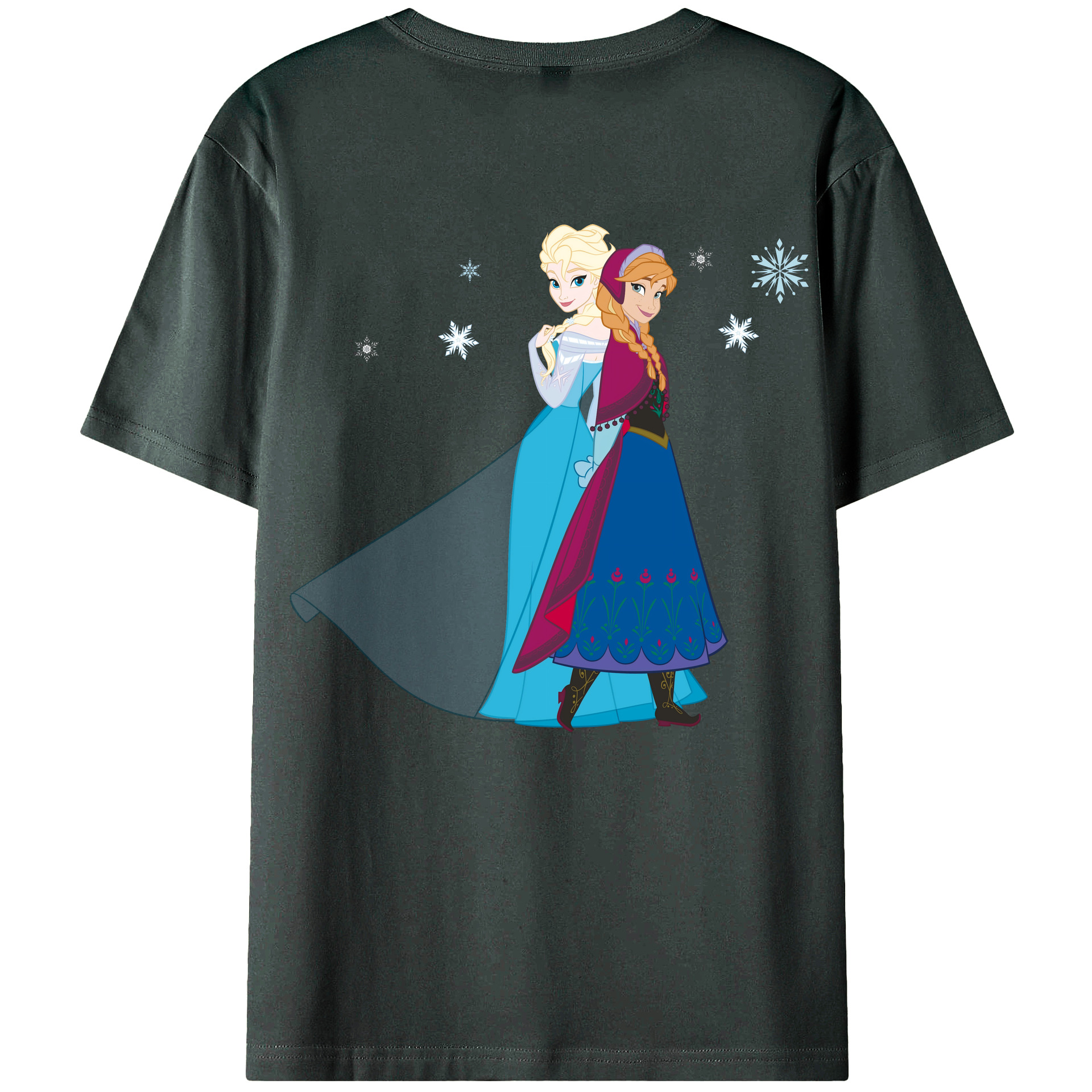 （画像用） アナと雪の女王 アンナ エルサ Frozen Anna Elsa 綿100％ メンズ半袖Tシャツ（バックプリント） 通気性